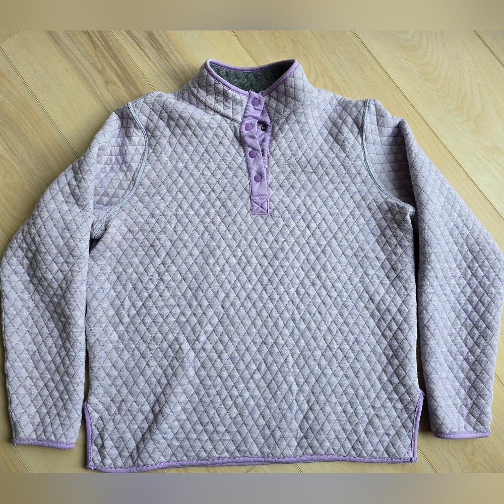 Marine Layer Corbet Reversible Quilted Pullover, Purple And Gray, XL